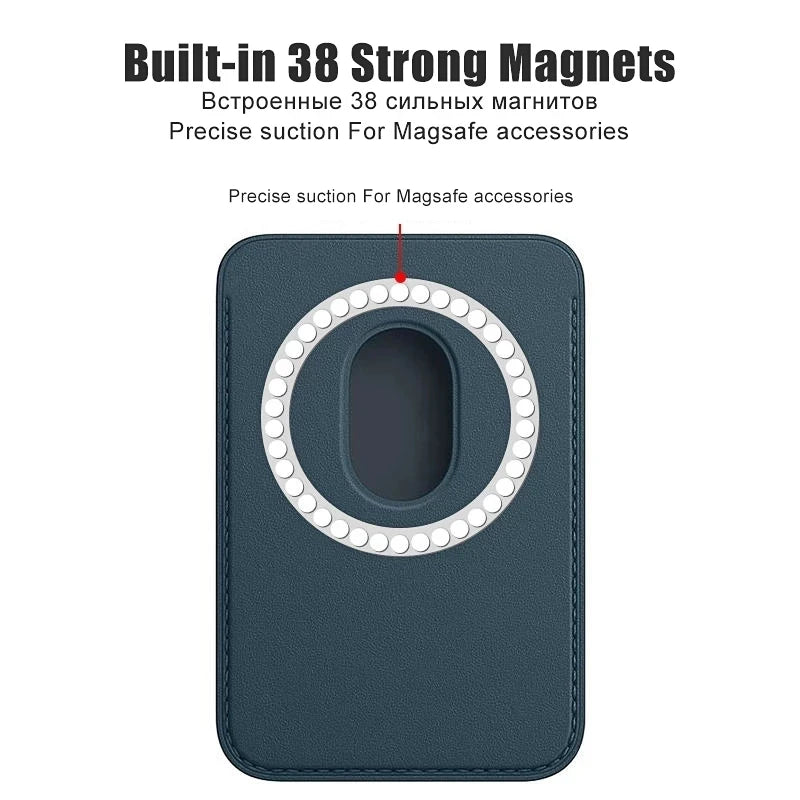 For Apple Magsafe Magnetic Card Holder Case For iPhone 14 13 12 11 Pro Max Mini X XS XR 8 Plus Phone Leather Wallet Bag Cover