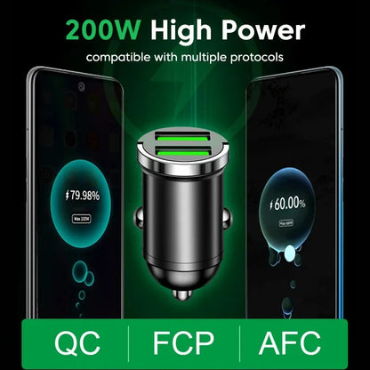PD 200W USB Car Charger Fast Charging Auto Mobile Phone Adapter For iPhone Samsung Huawei Xiaomi QC 3.0