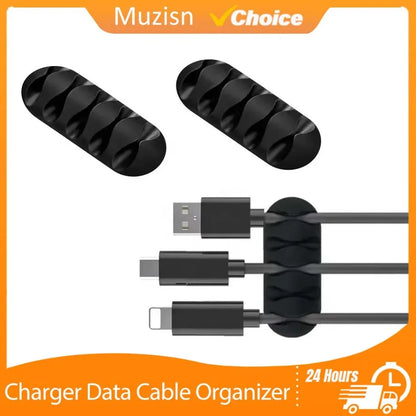 Organizador de cabos de silicone, enrolador de cabo usb, clipes de gerenciamento, suporte para mouse e teclado