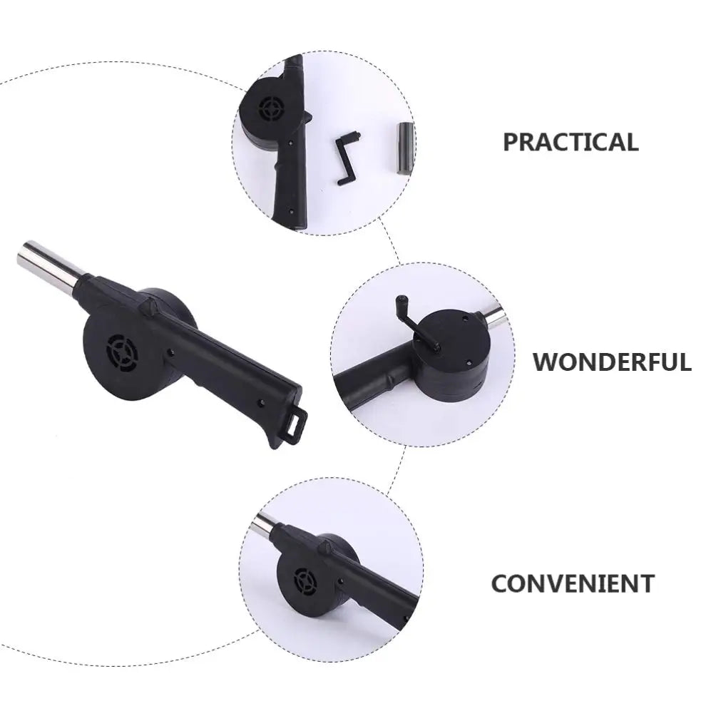 Hand Crank Air Blower Lightweight Manual BBQ Grill Fire Starter Hand-Cranked Barbecue Fan Outdoor Camping Barbecue Picnic Tool