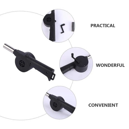 Hand Crank Air Blower Lightweight Manual BBQ Grill Fire Starter Hand-Cranked Barbecue Fan Outdoor Camping Barbecue Picnic Tool