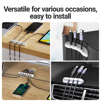 VIKEFON Cable Cord Wire Organizer Silicone USB Cable Winder Management Clips Self Adhesive for Mouse Keyboard Headset For iPhone