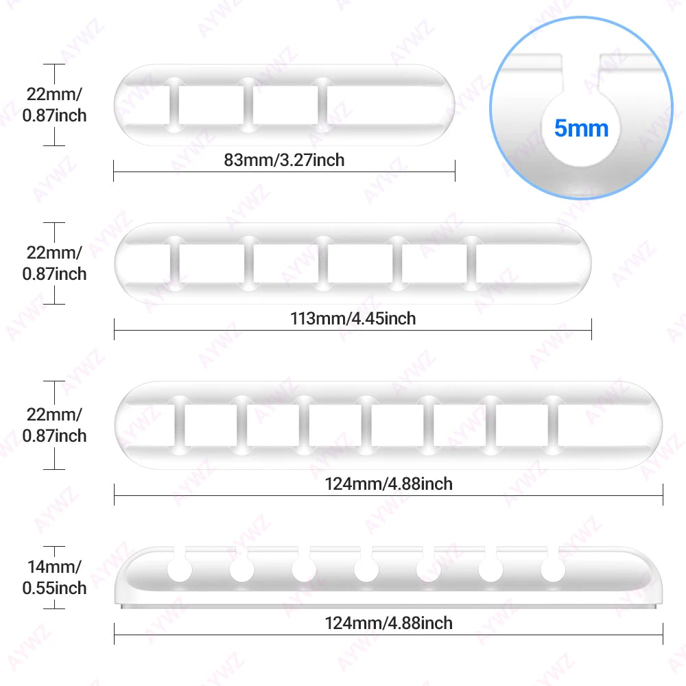 VIKEFON Cable Cord Wire Organizer Silicone USB Cable Winder Management Clips Self Adhesive for Mouse Keyboard Headset For iPhone