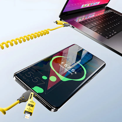Zinc Alloy USB-C 4IN1 65w Fast Charging Cable for iPhone Usb Type C Cable For iPhone Xiaomi Samsung PD spring data cable