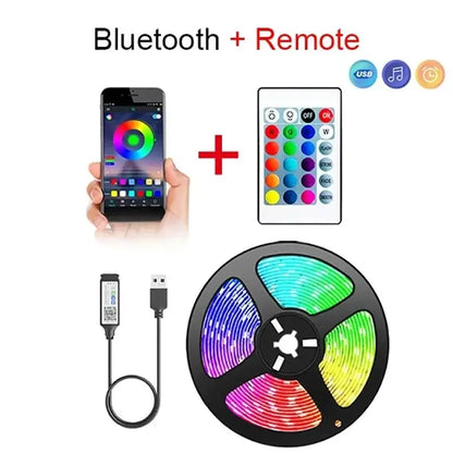 LED TV Backlights,5V USB LED Strip Lights with Bluetooth 24 Keys Remote,5050 RGB DIY Color Changing Lights for Bedroom Party