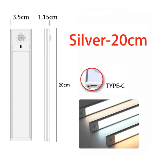 Wiscolor Type-C USB Wireless LED Cabinet Light Rechargeable Motion Sensor Magnetic For Kitchen Wardrobe Emergency Lighting